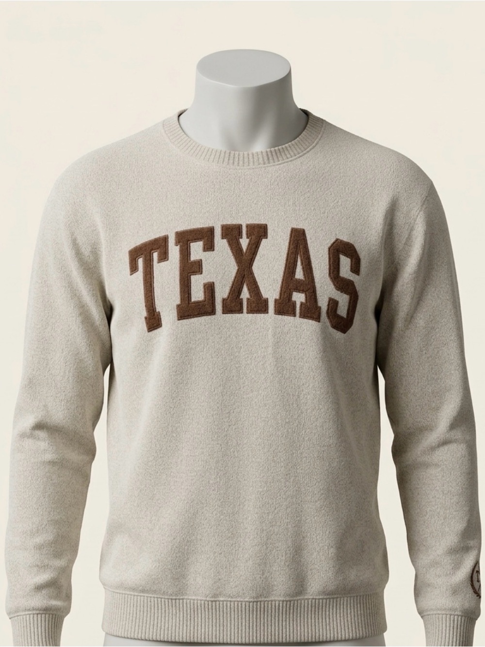 Texas Longhorns Sweatshirt Mens Large Beige Sherpa Lined Crewneck Western Ranch